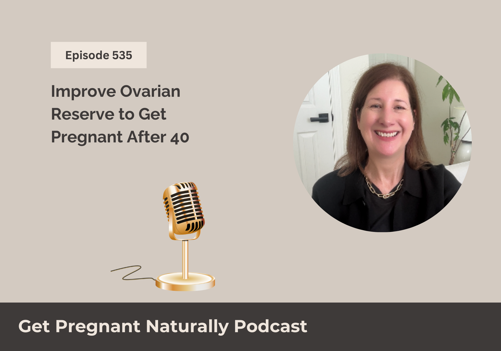 Sarah Clark recording a fertility podcast episode about improving ovarian reserve and egg quality after 40 using a functional fertility approach.
