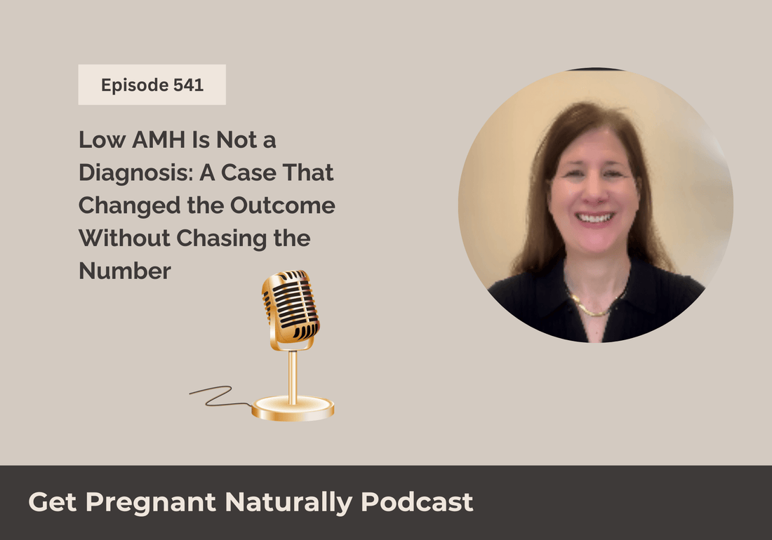 Sarah Clark, founder of Fab Fertile, recording a podcast episode about natural pregnancy success with low AMH and functional fertility patterns.