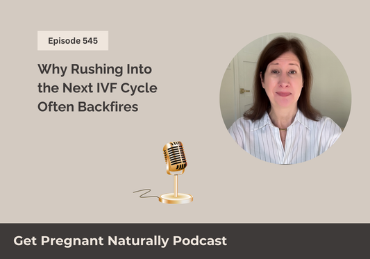 Sarah Clark recording a podcast episode about IVF recovery and back-to-back cycles