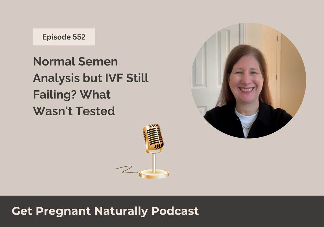 Sarah Clark recording podcast on male factor fertility and why a normal semen analysis doesn’t always reflect sperm quality or IVF outcomes.