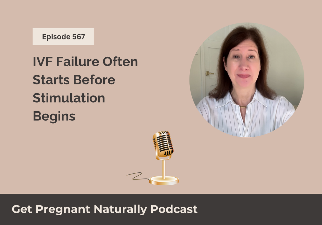 Sarah Clark recording the Get Pregnant Naturally podcast episode on IVF prep and the 90 days before a cycle