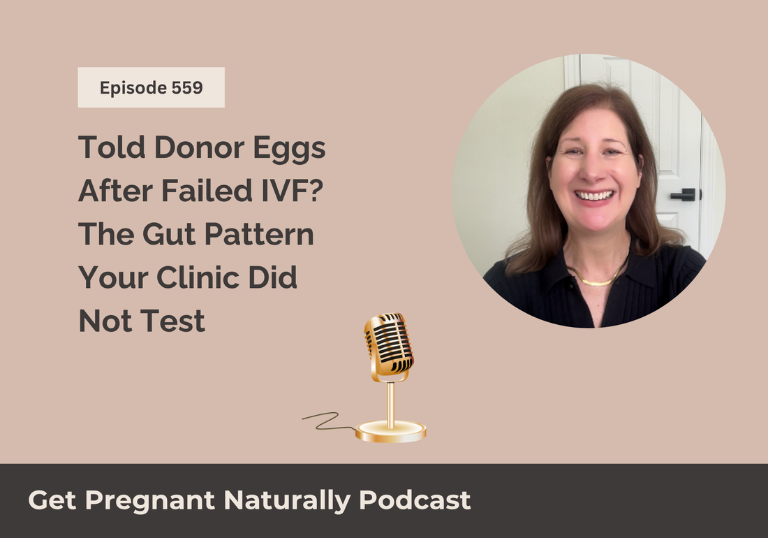 Sarah Clark recording Get Pregnant Naturally podcast on gut testing before donor egg decision